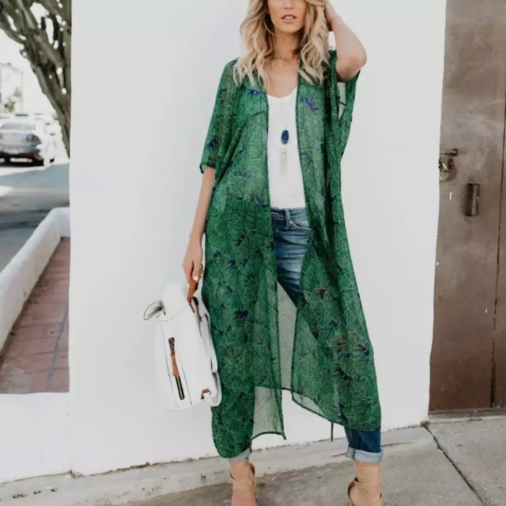 Bohemian Pine Green printed Cardi - Picture 2 of 2